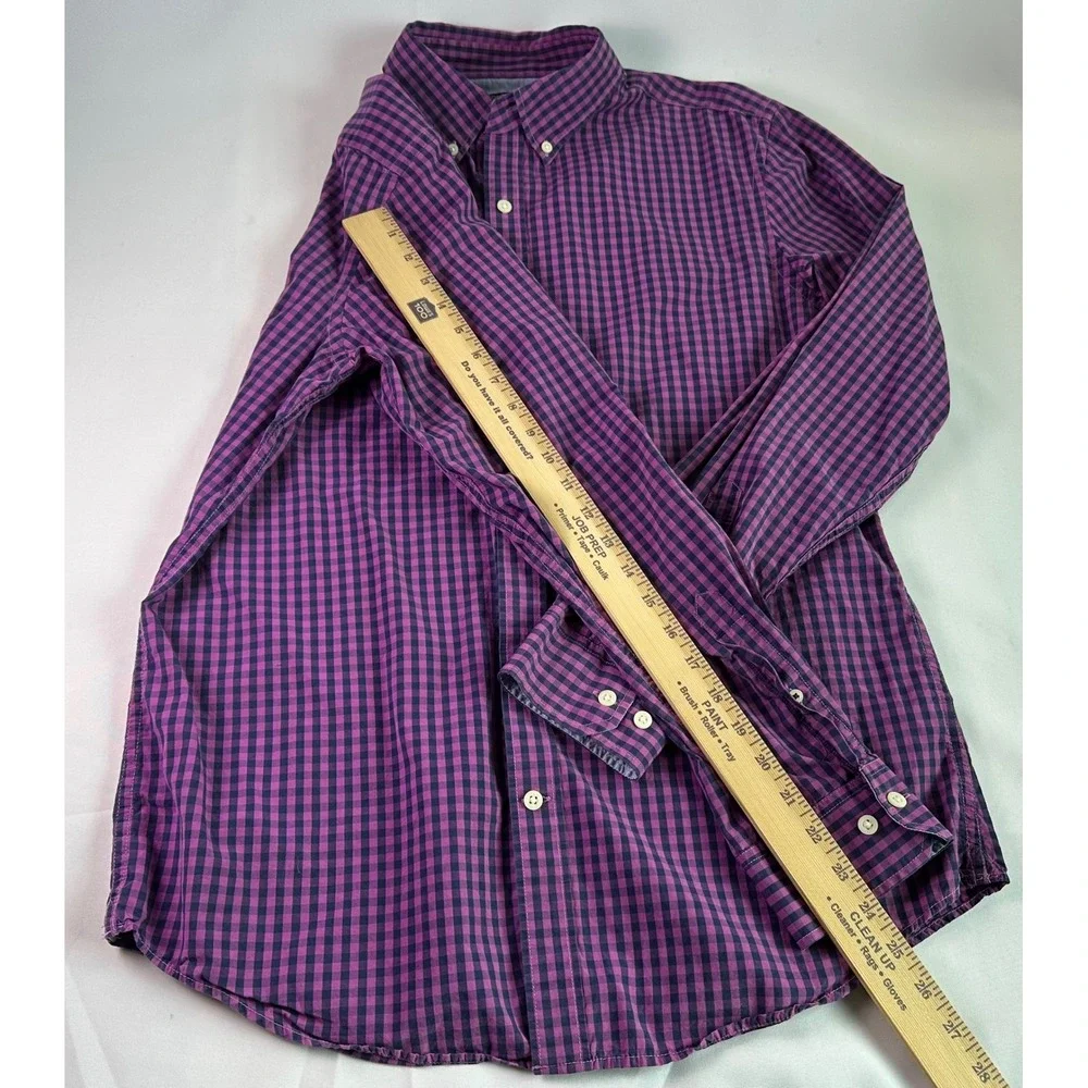 Banana Republic Purple Gingham Soft Wash Tailored Slim Fit Button Down Men Large